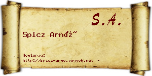 Spicz Arnó névjegykártya